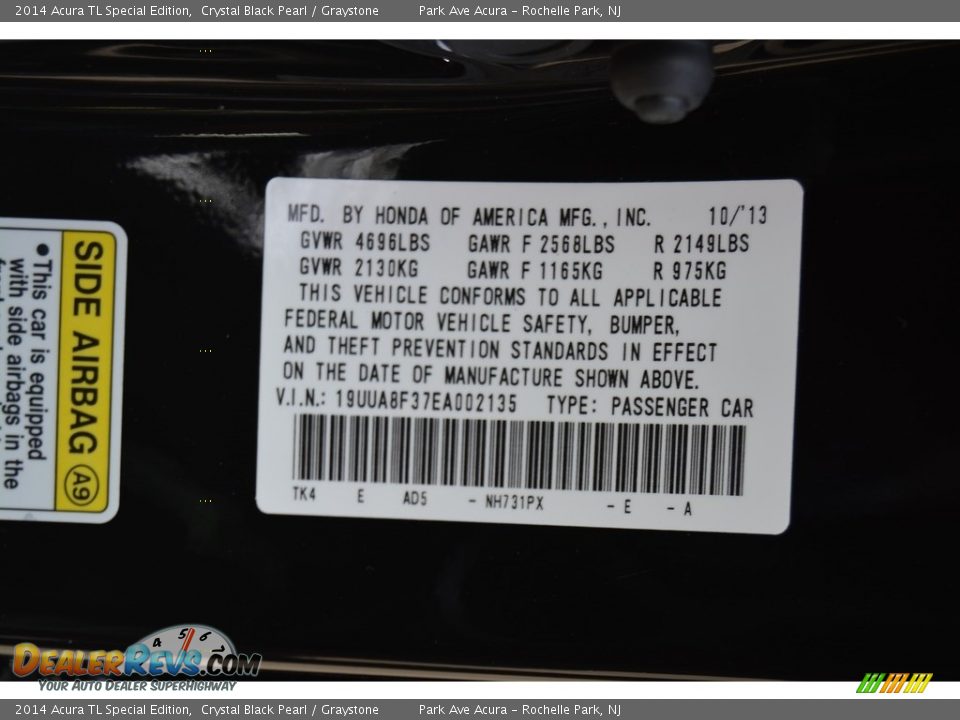 2014 Acura TL Special Edition Crystal Black Pearl / Graystone Photo #34