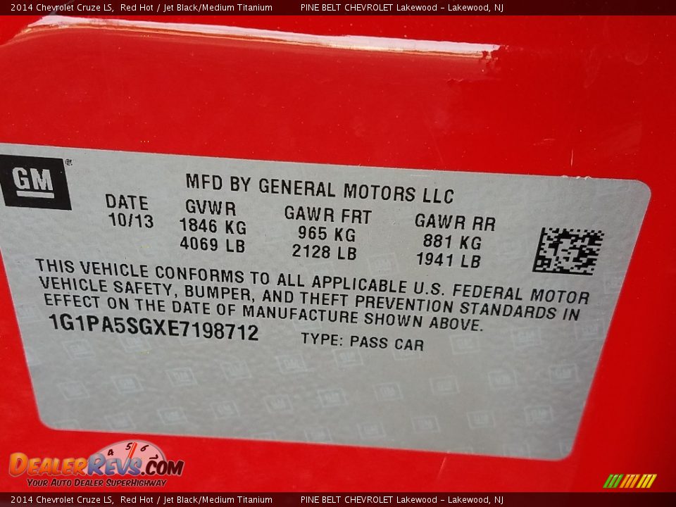 2014 Chevrolet Cruze LS Red Hot / Jet Black/Medium Titanium Photo #16