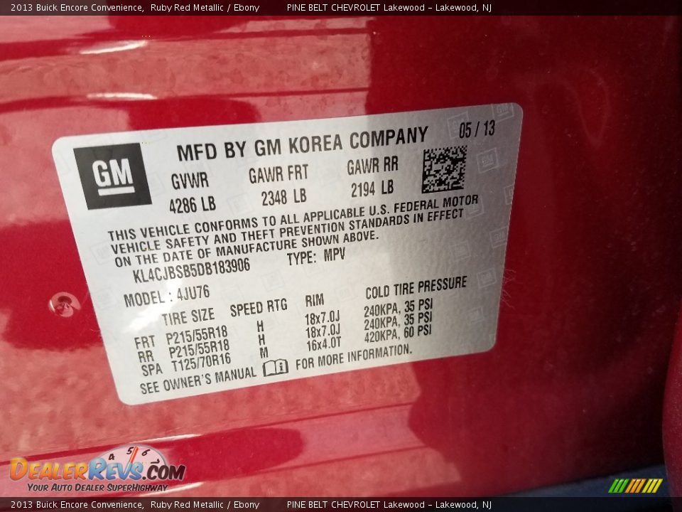 2013 Buick Encore Convenience Ruby Red Metallic / Ebony Photo #4