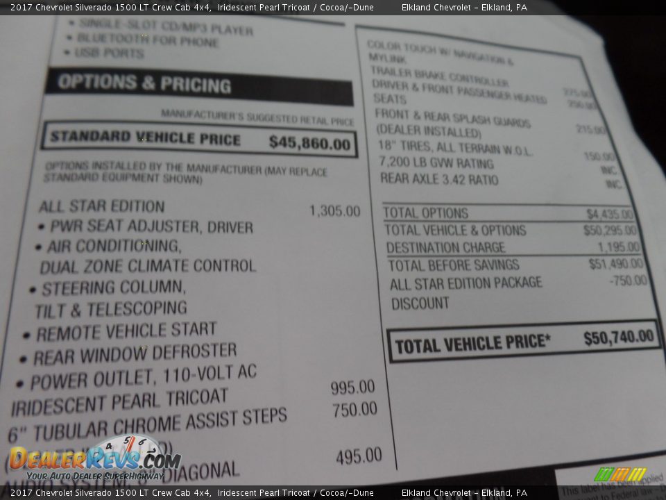 2017 Chevrolet Silverado 1500 LT Crew Cab 4x4 Iridescent Pearl Tricoat / Cocoa/­Dune Photo #19