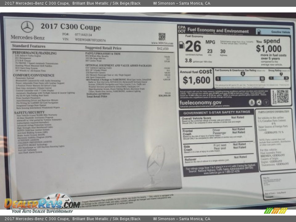 2017 Mercedes-Benz C 300 Coupe Brilliant Blue Metallic / Silk Beige/Black Photo #11