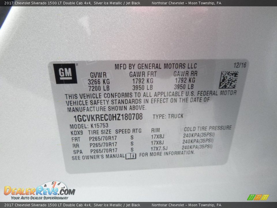 2017 Chevrolet Silverado 1500 LT Double Cab 4x4 Silver Ice Metallic / Jet Black Photo #15