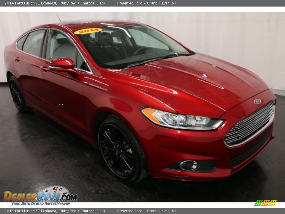 2014 Ford Fusion SE EcoBoost Ruby Red / Charcoal Black Photo #1