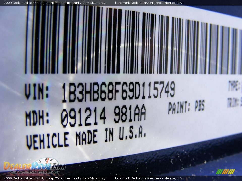 2009 Dodge Caliber SRT 4 Deep Water Blue Pearl / Dark Slate Gray Photo #15
