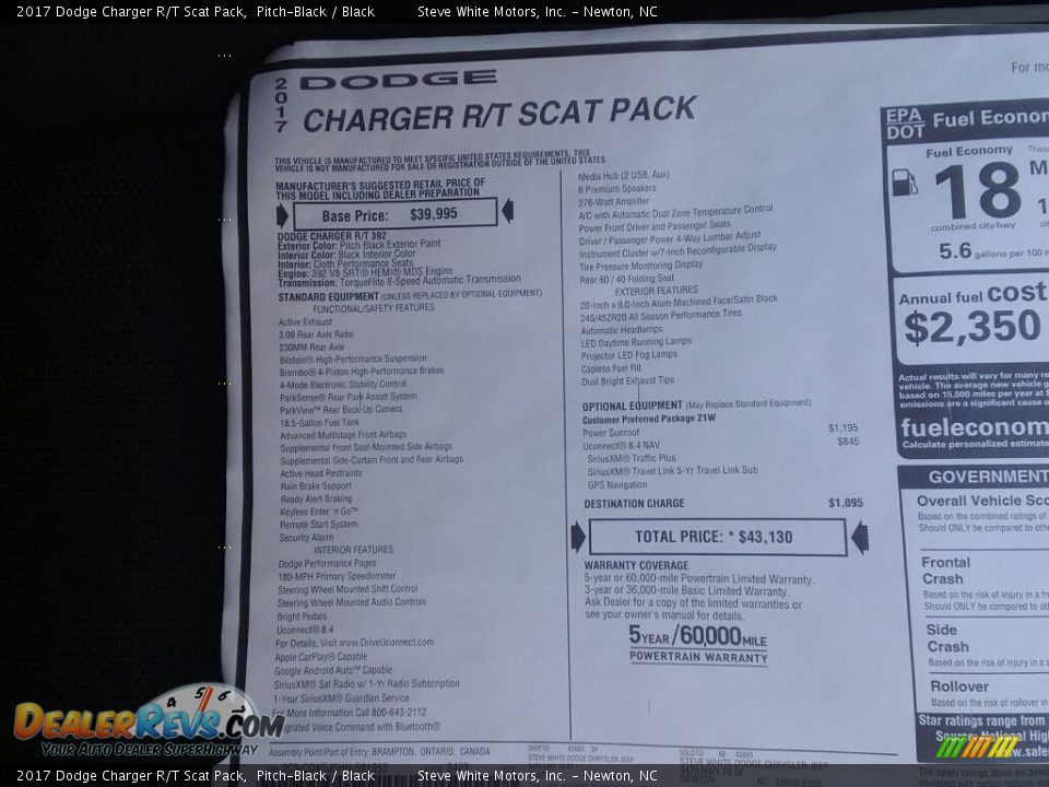 2017 Dodge Charger R/T Scat Pack Pitch-Black / Black Photo #27