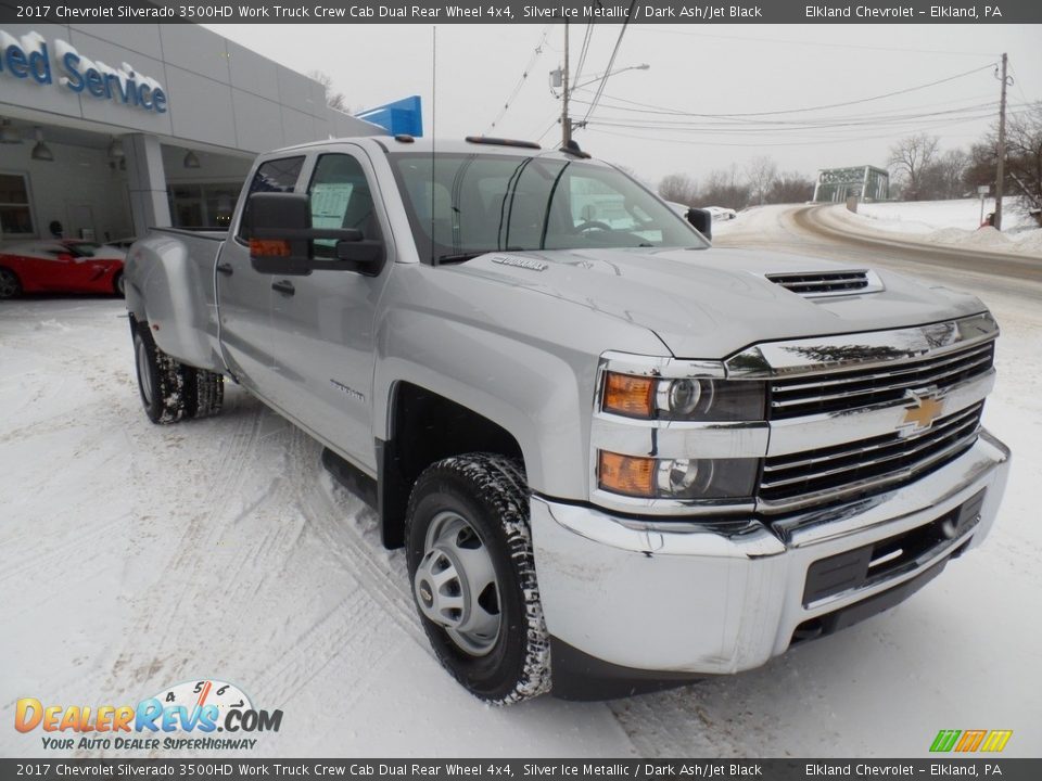 Front 3/4 View of 2017 Chevrolet Silverado 3500HD Work Truck Crew Cab Dual Rear Wheel 4x4 Photo #3