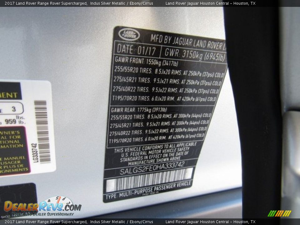 2017 Land Rover Range Rover Supercharged Indus Silver Metallic / Ebony/Cirrus Photo #22