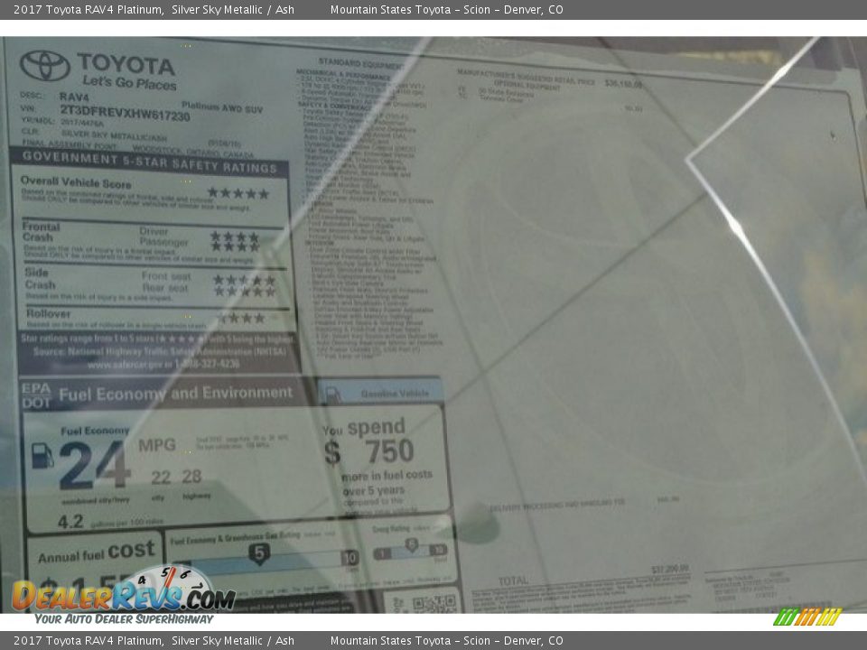 2017 Toyota RAV4 Platinum Silver Sky Metallic / Ash Photo #10