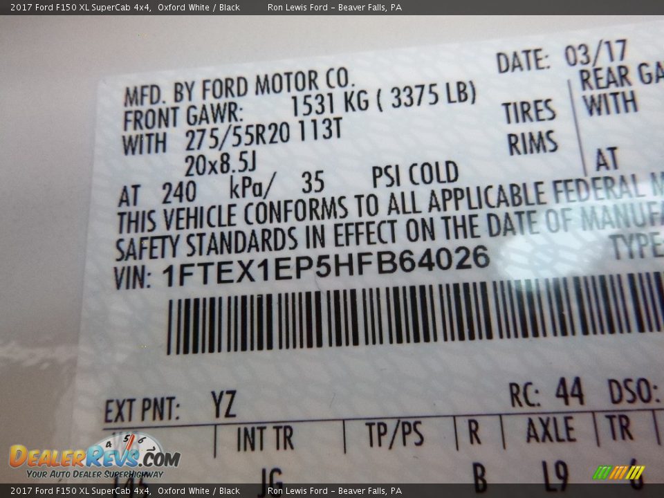 2017 Ford F150 XL SuperCab 4x4 Oxford White / Black Photo #15