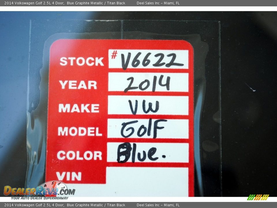 2014 Volkswagen Golf 2.5L 4 Door Blue Graphite Metallic / Titan Black Photo #20