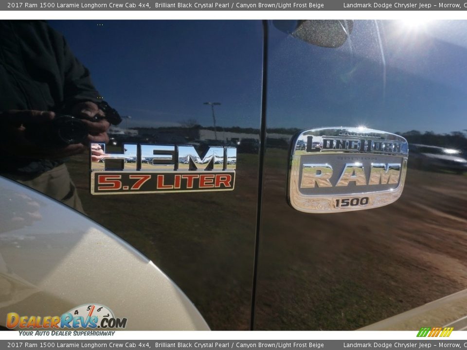 2017 Ram 1500 Laramie Longhorn Crew Cab 4x4 Brilliant Black Crystal Pearl / Canyon Brown/Light Frost Beige Photo #6