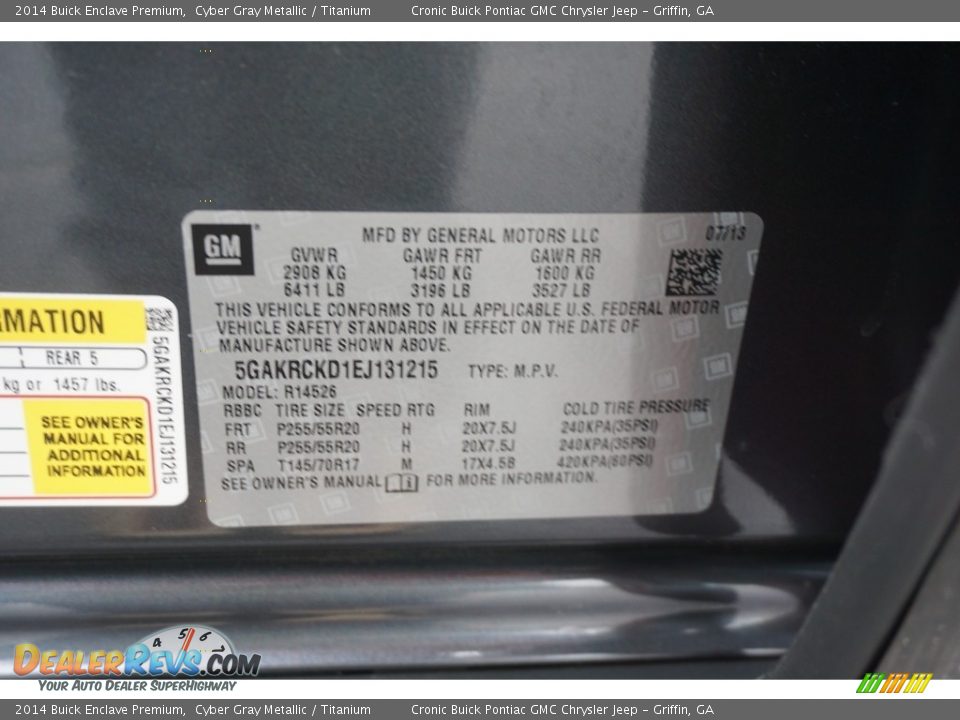 2014 Buick Enclave Premium Cyber Gray Metallic / Titanium Photo #27