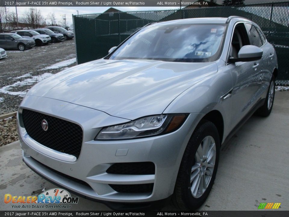2017 Jaguar F-PACE 35t AWD Prestige Rodium Silver / Light Oyster w/Pistachio Photo #8
