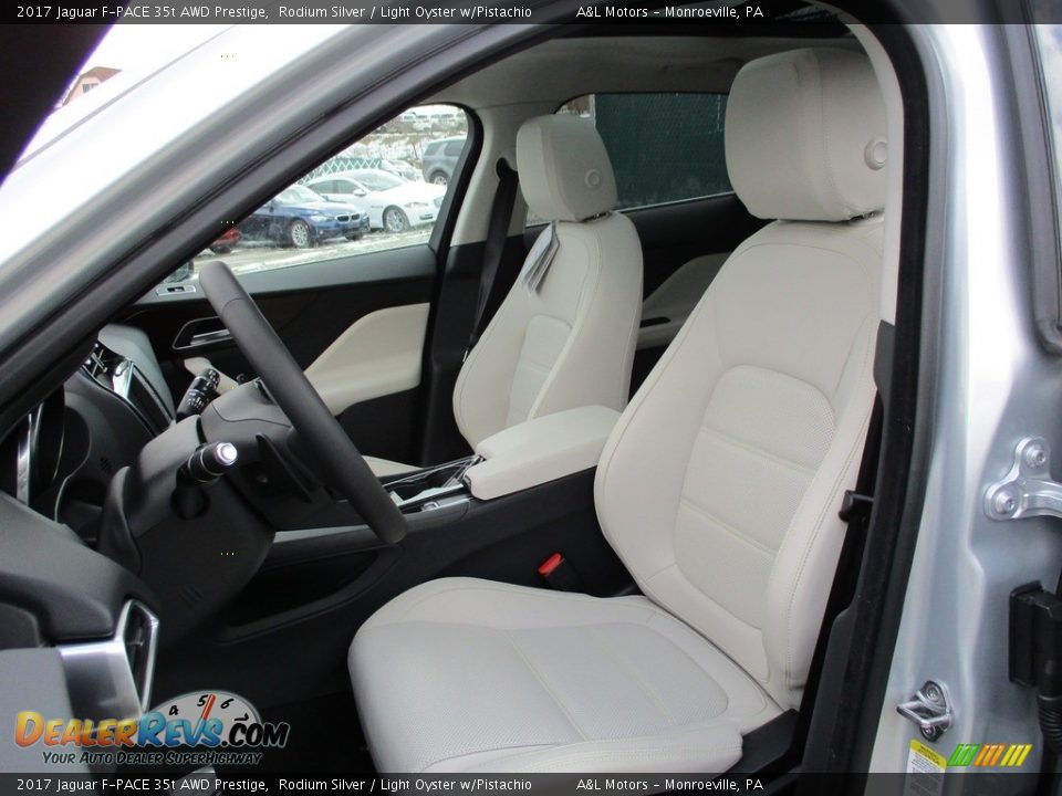2017 Jaguar F-PACE 35t AWD Prestige Rodium Silver / Light Oyster w/Pistachio Photo #13