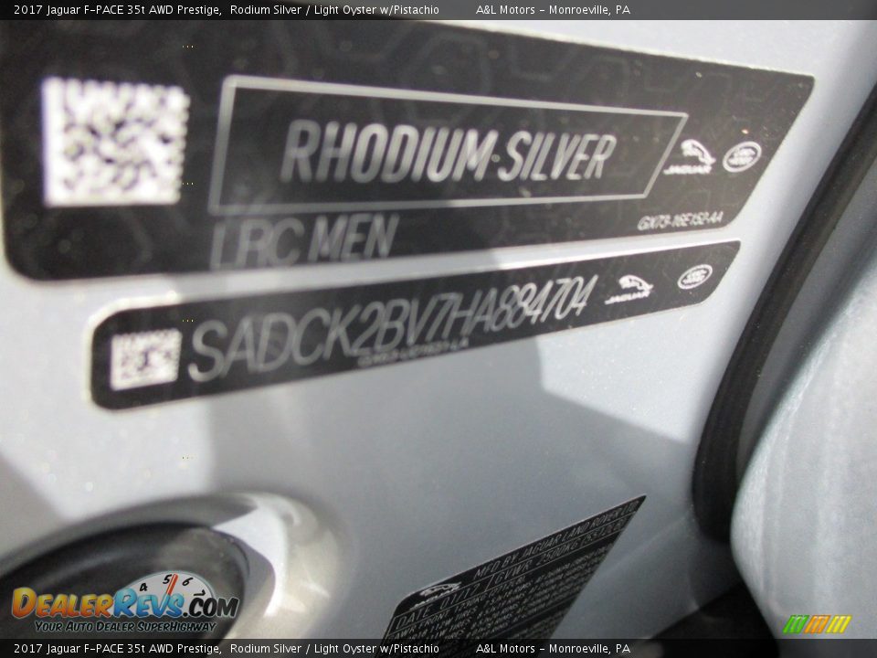 2017 Jaguar F-PACE 35t AWD Prestige Rodium Silver / Light Oyster w/Pistachio Photo #19