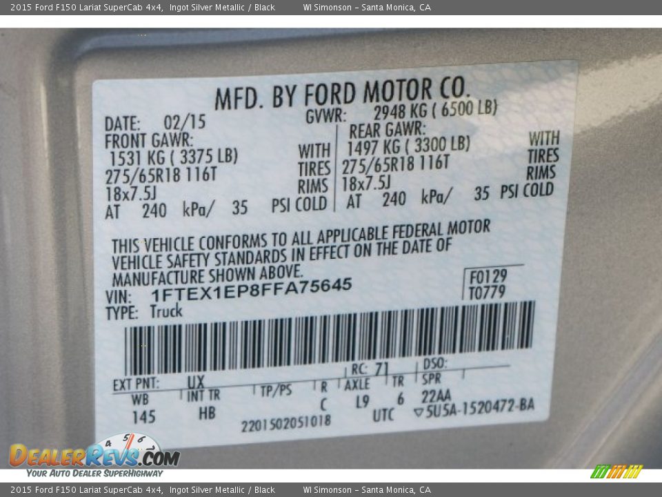 2015 Ford F150 Lariat SuperCab 4x4 Ingot Silver Metallic / Black Photo #18