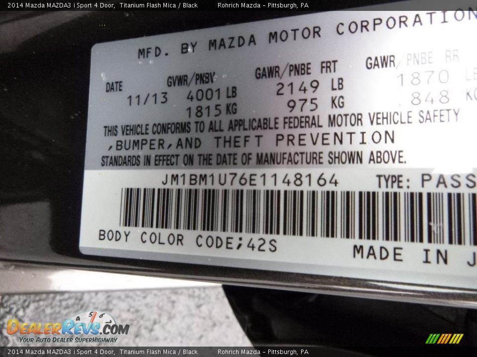 2014 Mazda MAZDA3 i Sport 4 Door Titanium Flash Mica / Black Photo #26