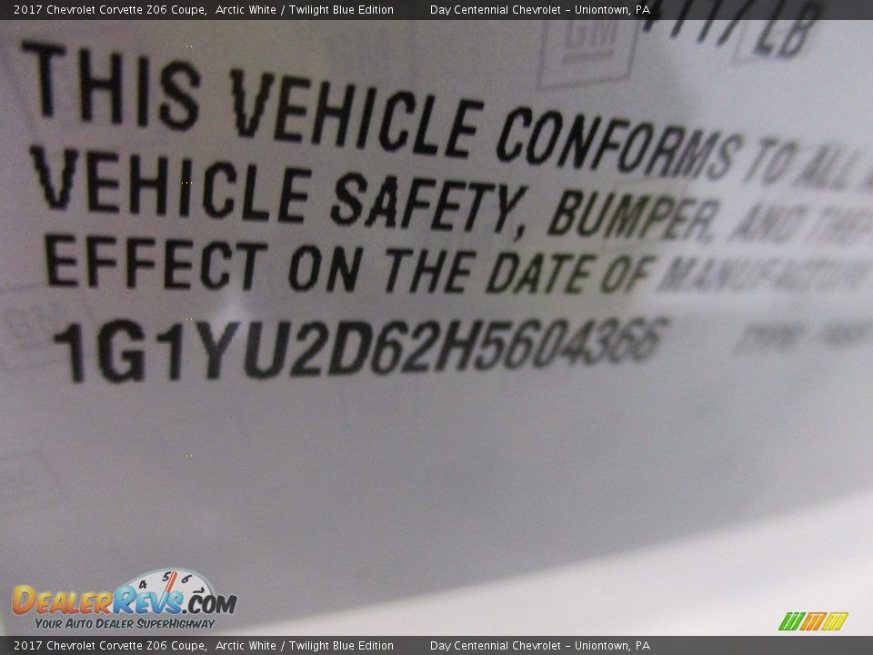 2017 Chevrolet Corvette Z06 Coupe Arctic White / Twilight Blue Edition Photo #19