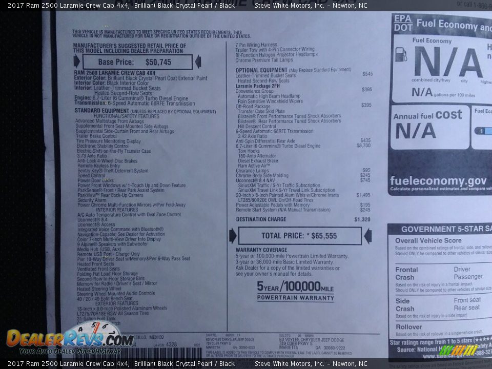 2017 Ram 2500 Laramie Crew Cab 4x4 Brilliant Black Crystal Pearl / Black Photo #28