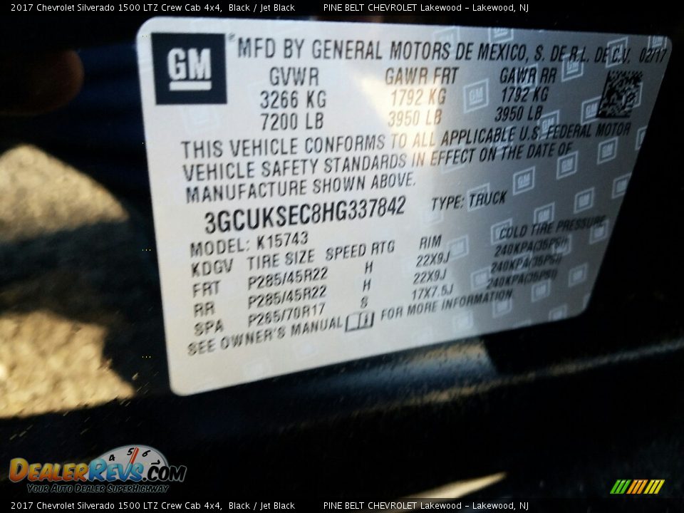 2017 Chevrolet Silverado 1500 LTZ Crew Cab 4x4 Black / Jet Black Photo #7
