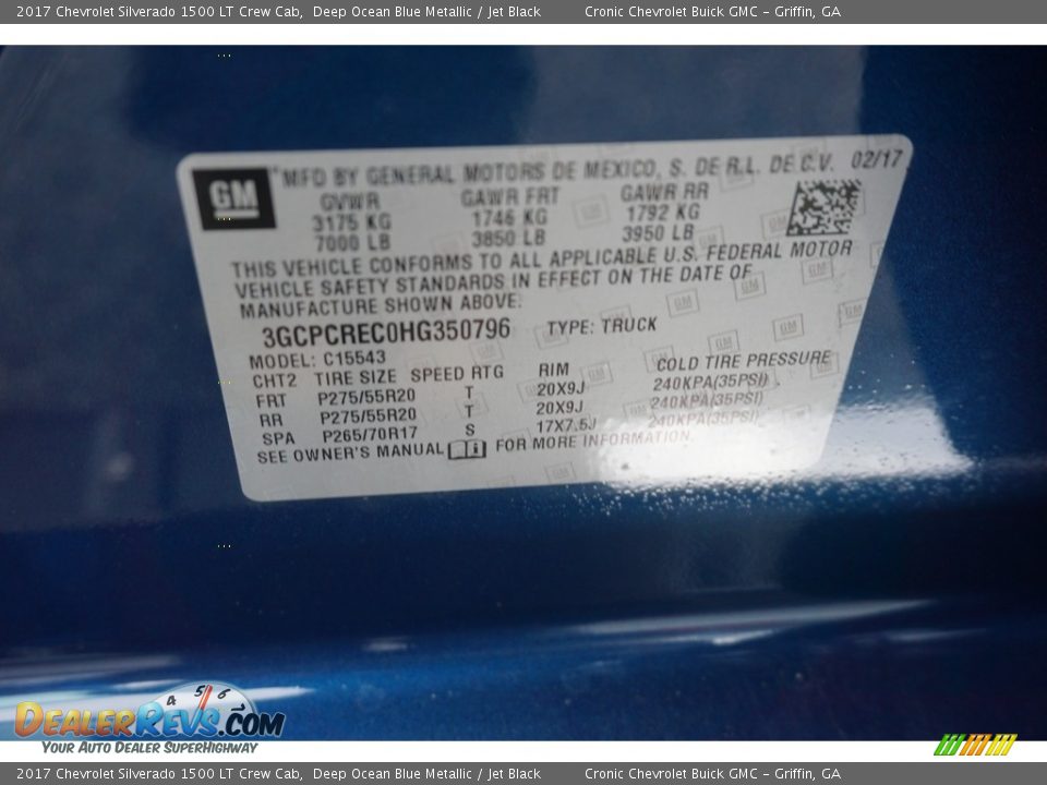 2017 Chevrolet Silverado 1500 LT Crew Cab Deep Ocean Blue Metallic / Jet Black Photo #15