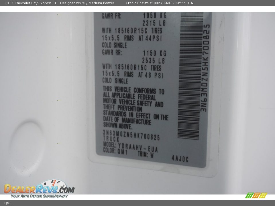 Chevrolet Color Code QM1 Designer White