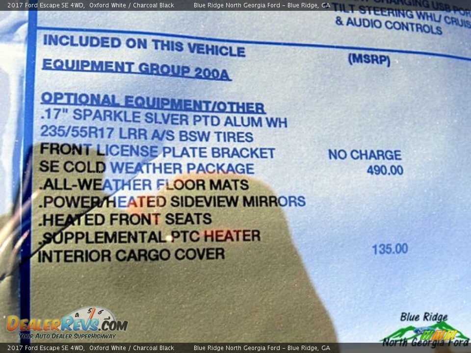 2017 Ford Escape SE 4WD Oxford White / Charcoal Black Photo #26