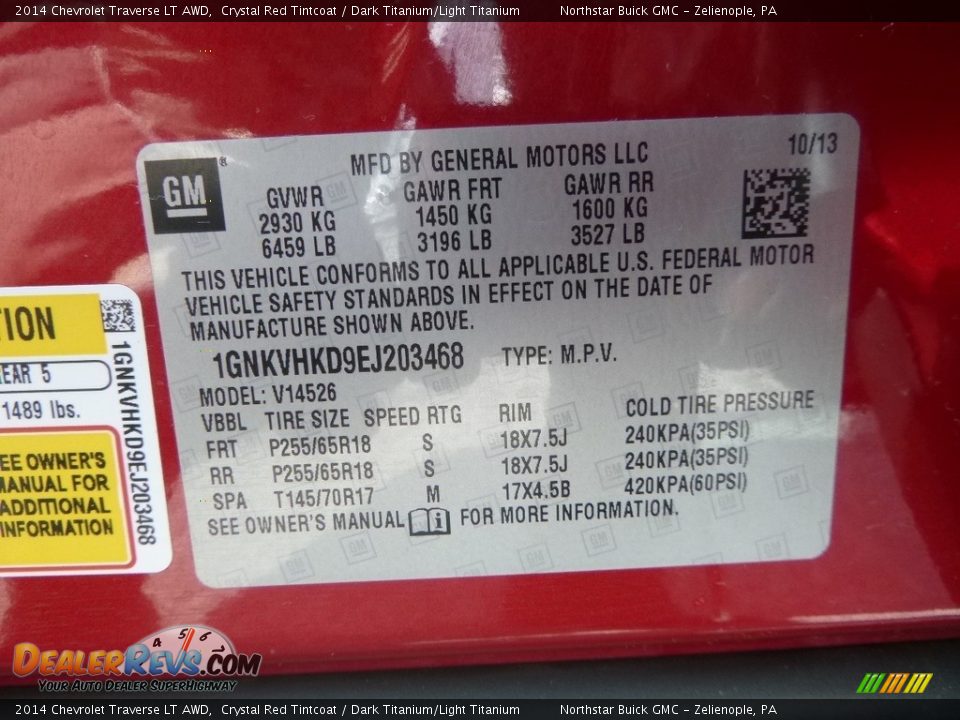 2014 Chevrolet Traverse LT AWD Crystal Red Tintcoat / Dark Titanium/Light Titanium Photo #22