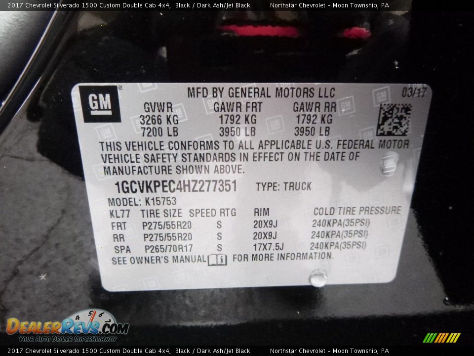 2017 Chevrolet Silverado 1500 Custom Double Cab 4x4 Black / Dark Ash/Jet Black Photo #15