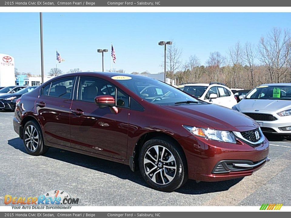 2015 Honda Civic EX Sedan Crimson Pearl / Beige Photo #1