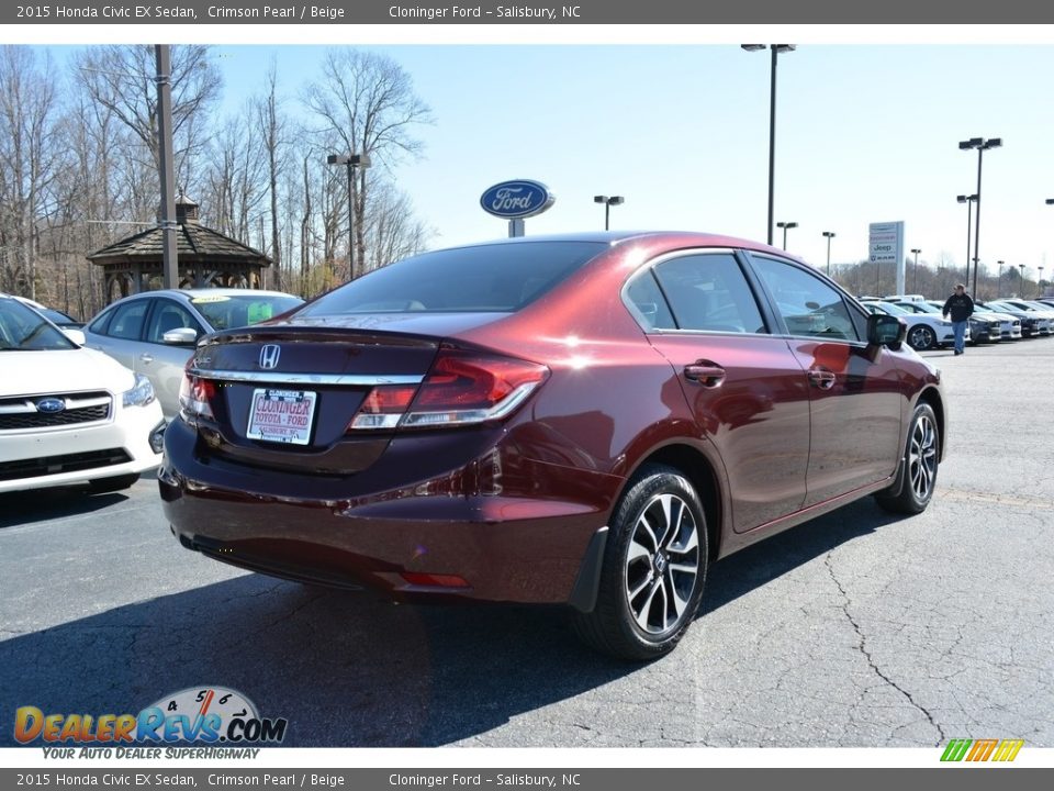 2015 Honda Civic EX Sedan Crimson Pearl / Beige Photo #3