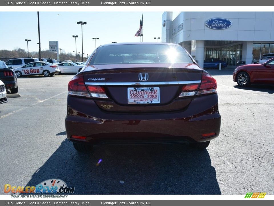 2015 Honda Civic EX Sedan Crimson Pearl / Beige Photo #4