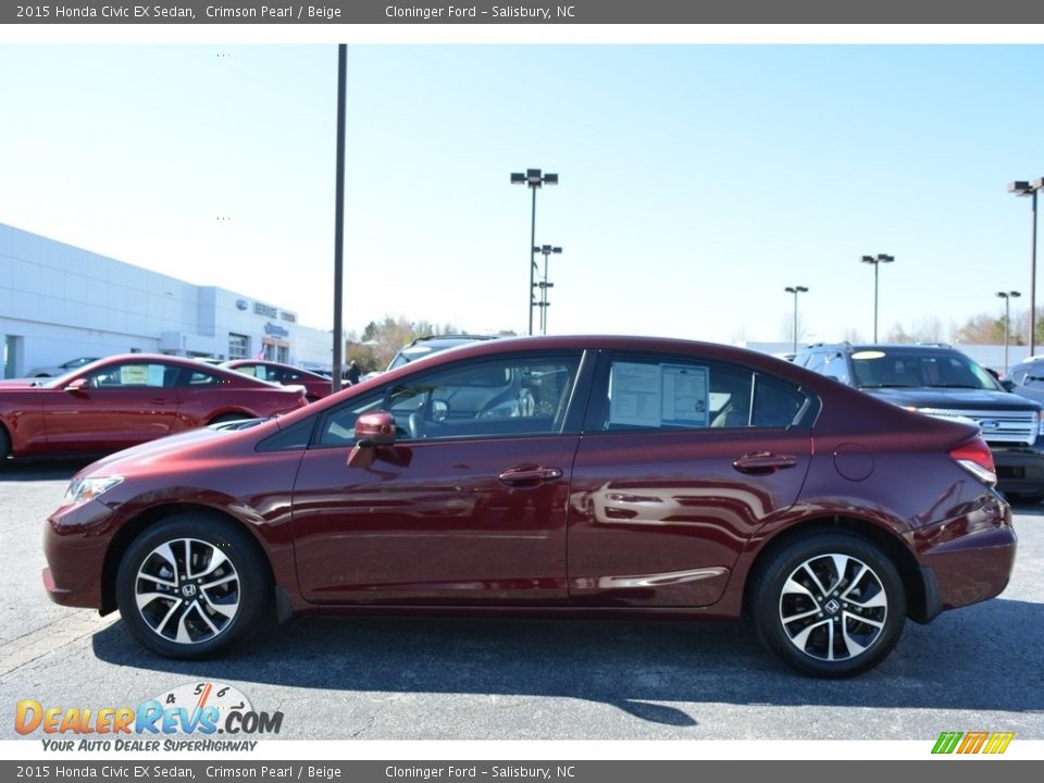 2015 Honda Civic EX Sedan Crimson Pearl / Beige Photo #5