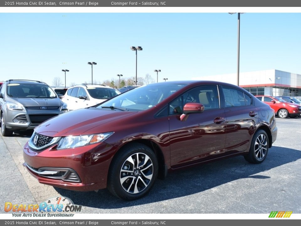 2015 Honda Civic EX Sedan Crimson Pearl / Beige Photo #6