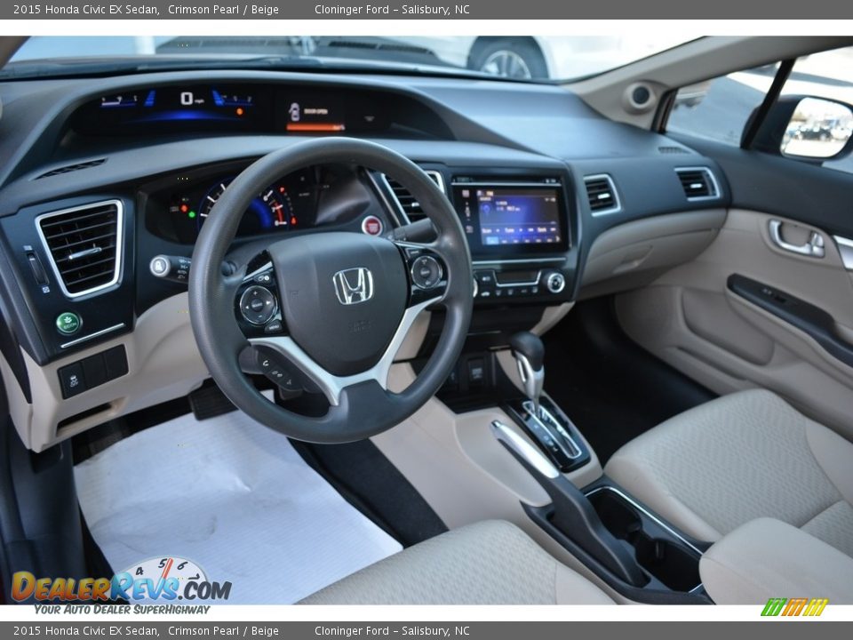 2015 Honda Civic EX Sedan Crimson Pearl / Beige Photo #10