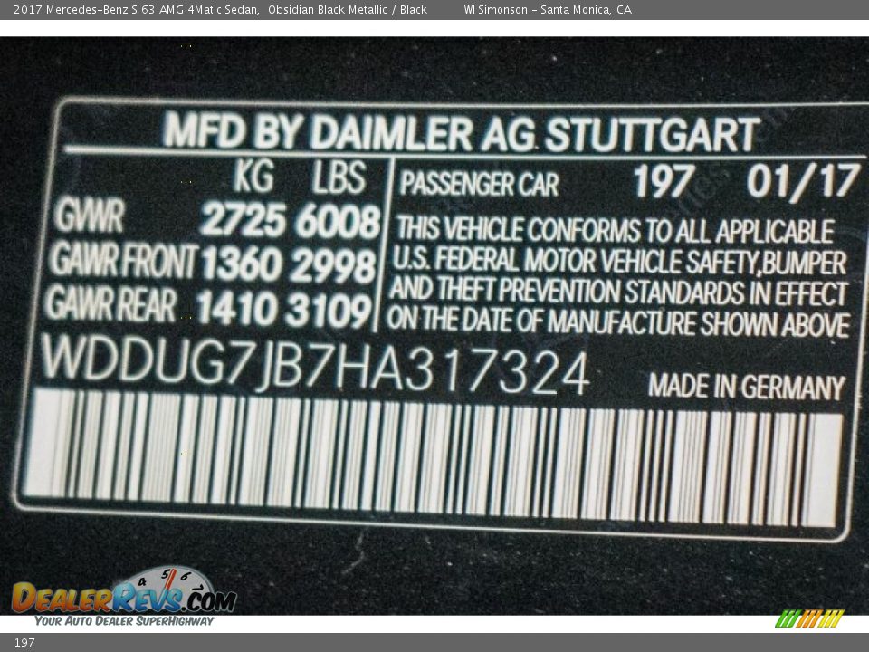 197 - 2017 Mercedes-Benz S