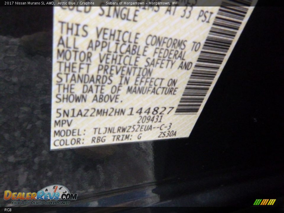 Nissan Color Code RGB Arctic Blue