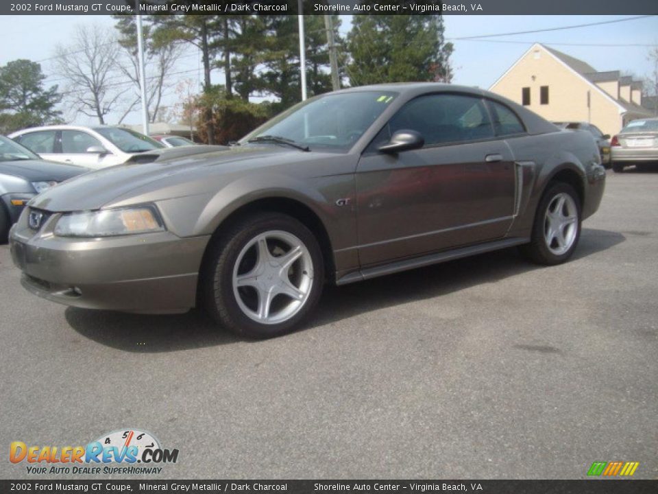 2002 Ford Mustang GT Coupe Mineral Grey Metallic / Dark Charcoal Photo #1