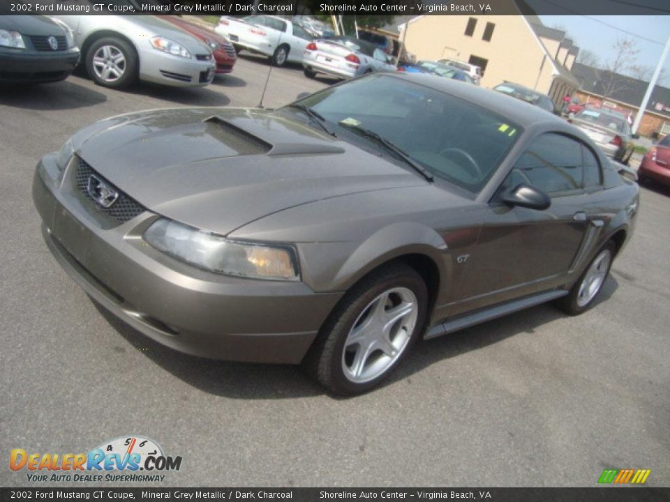 2002 Ford Mustang GT Coupe Mineral Grey Metallic / Dark Charcoal Photo #9