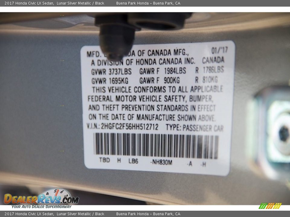 2017 Honda Civic LX Sedan Lunar Silver Metallic / Black Photo #16