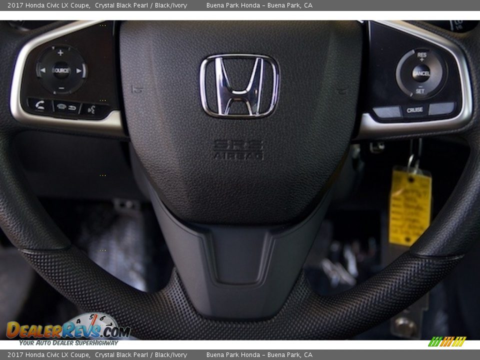 2017 Honda Civic LX Coupe Crystal Black Pearl / Black/Ivory Photo #8