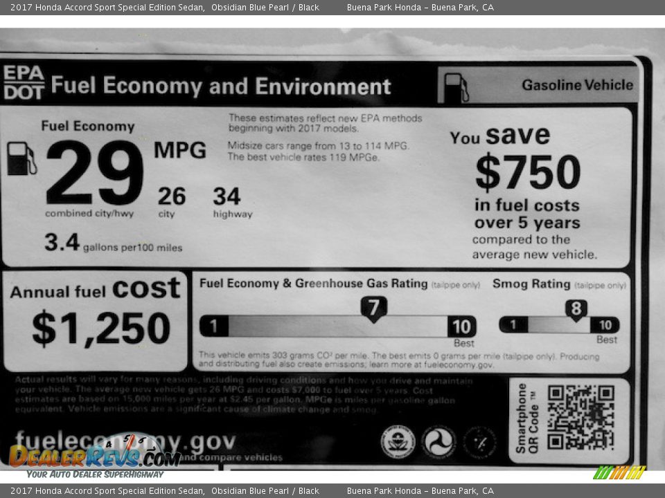 2017 Honda Accord Sport Special Edition Sedan Obsidian Blue Pearl / Black Photo #16