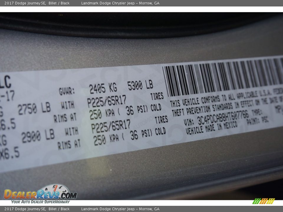 2017 Dodge Journey SE Billet / Black Photo #7