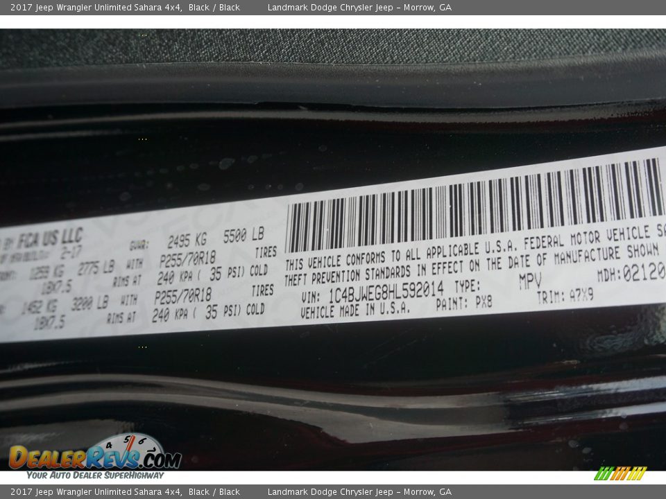 2017 Jeep Wrangler Unlimited Sahara 4x4 Black / Black Photo #10