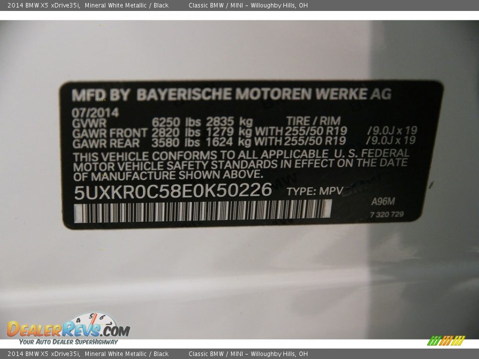 2014 BMW X5 xDrive35i Mineral White Metallic / Black Photo #32