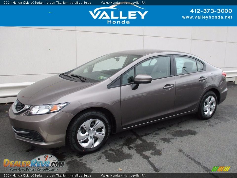 2014 Honda Civic LX Sedan Urban Titanium Metallic / Beige Photo #1