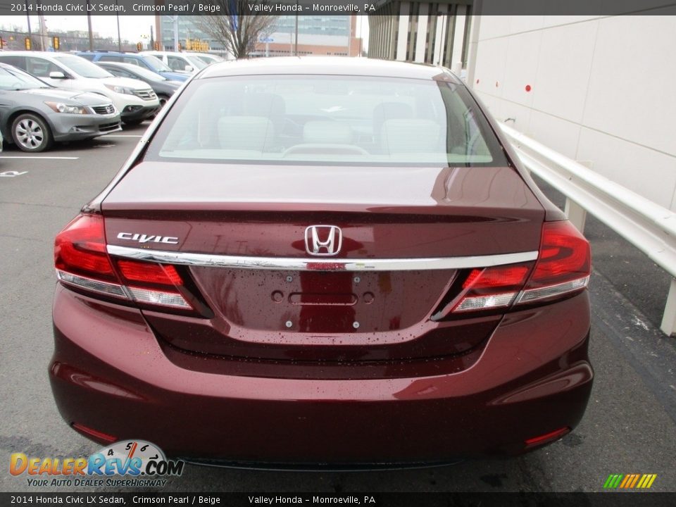 2014 Honda Civic LX Sedan Crimson Pearl / Beige Photo #5