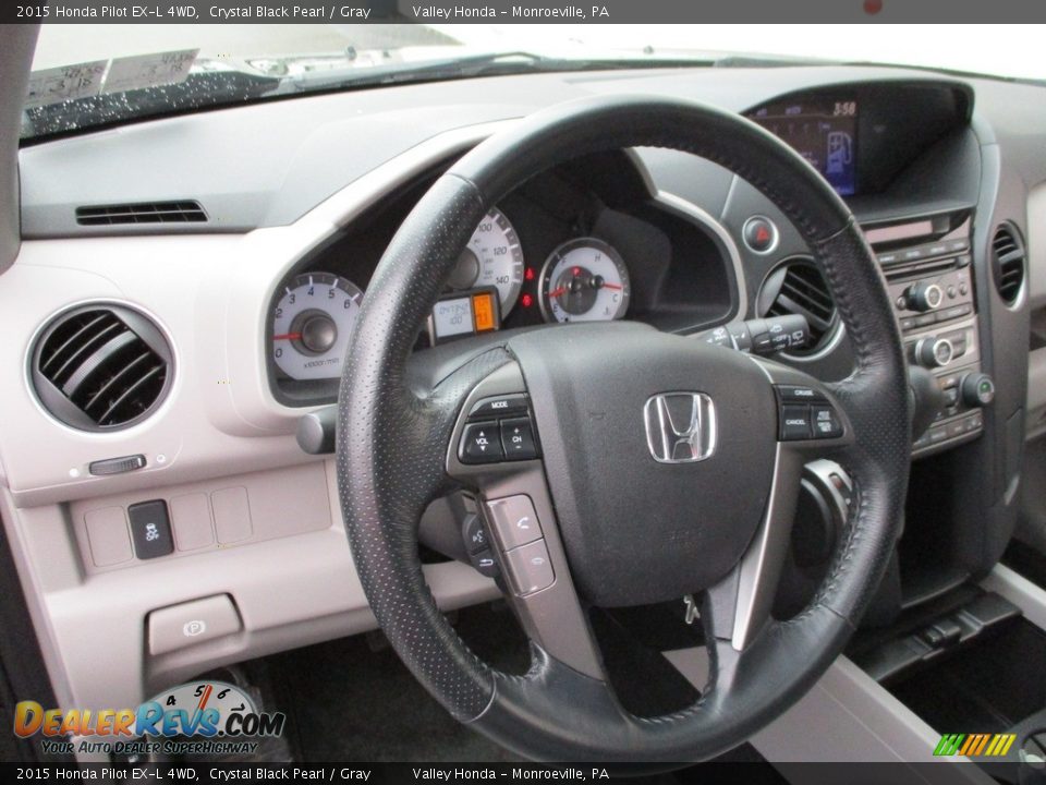 2015 Honda Pilot EX-L 4WD Crystal Black Pearl / Gray Photo #14