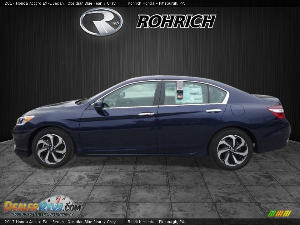 2017 Honda Accord EX-L Sedan Obsidian Blue Pearl / Gray Photo #3