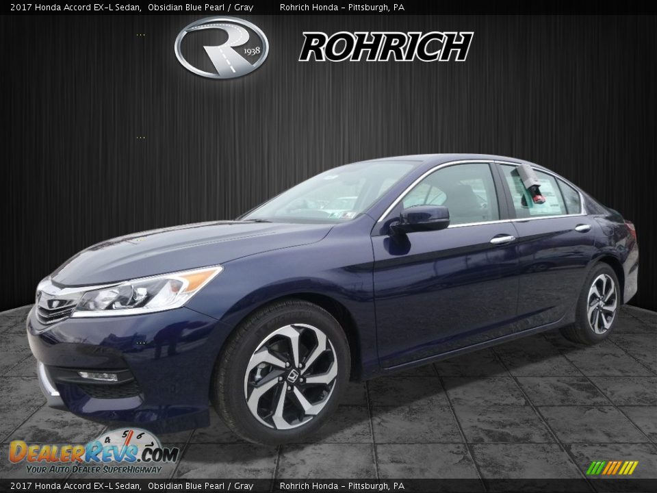 2017 Honda Accord EX-L Sedan Obsidian Blue Pearl / Gray Photo #4